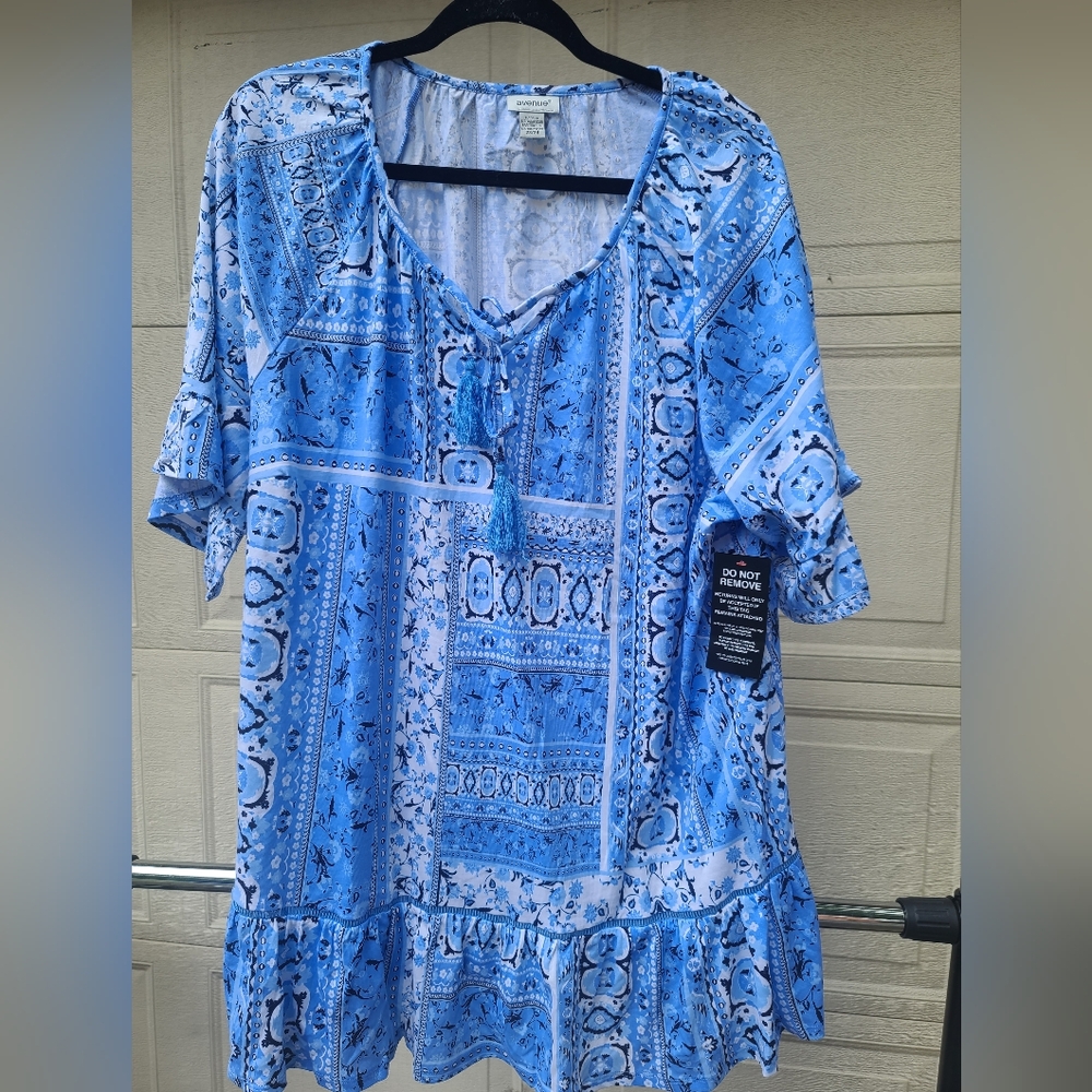 Blue Patterned Women's Top